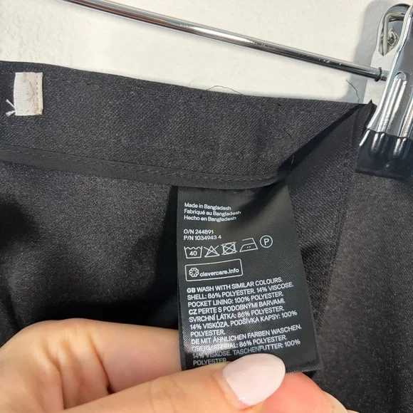 Black Satin Dress Pants Vintage Style Straight Leg Minimalist High Waist - Picture 7 of 12